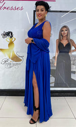 Queen châle cobalt