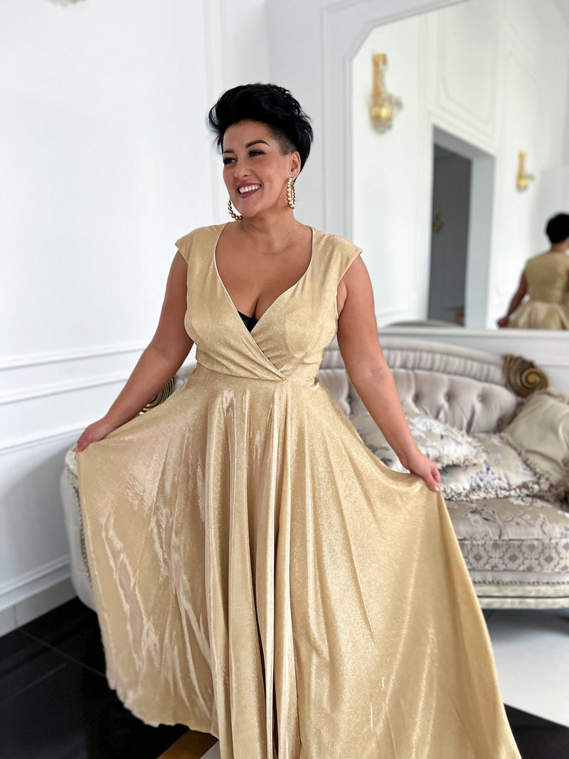 Ilona paillettes manches gold