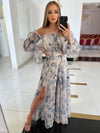 Flowers beige bleu ciel