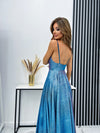 Ilona paillettes bleue lueur rose