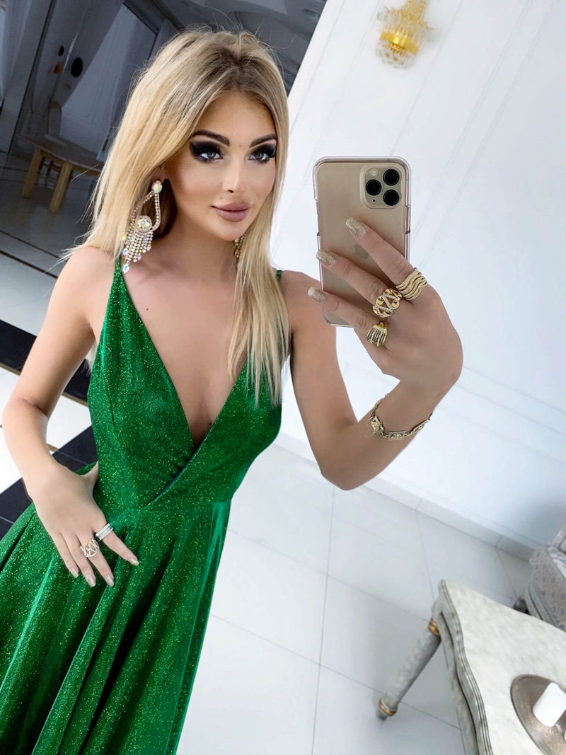 Ilona paillettes vert bouteille