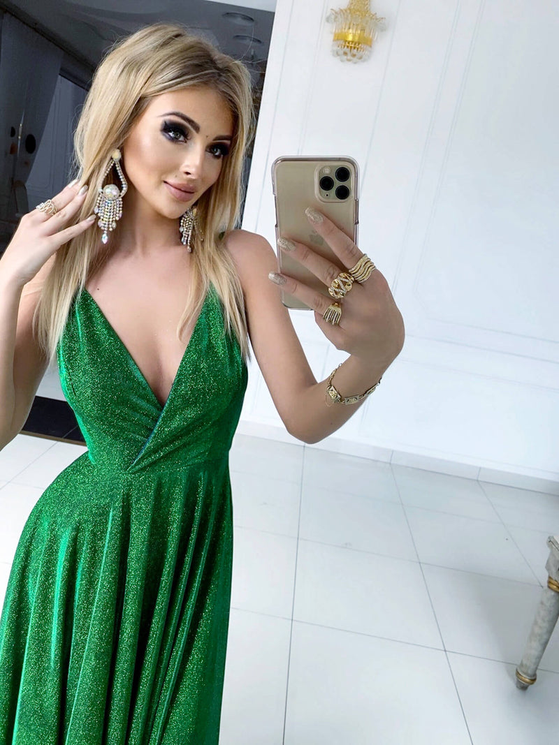 Ilona paillettes vert bouteille